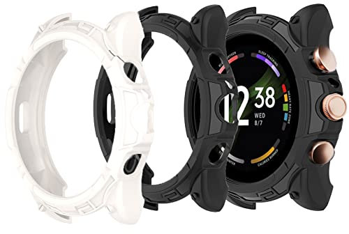 Compatible for Fossil Gen 6 42mm Case, onetuo Silicone Protective Case Cover Bumper Compatible with Fossil Women's Gen 6 42mm Touchscreen Smartwatch (2 pack-White+Black)