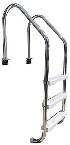 HOBIRD Poolleiter, 3-Stufe Edelstahl-Pool-Pedal mit rutschverstellbaren Matte, Schwimmbadstufenstufen für Innen- und Außenbereich (50 x 65 x 158 cm)