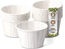 GREENBOX Lot de 250 gobelets en papier blanc de 60 ml - Pour sauces et sauces - Gobelet blanc en papier ciré - Biodégradables et sans plastique - Fabriqués à partir de matériaux recyclés