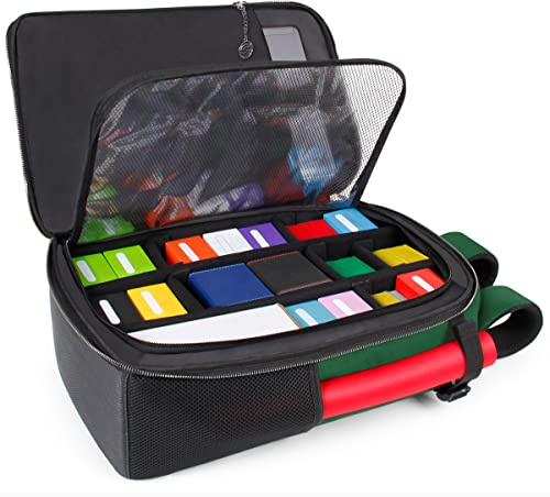 ENHANCE MTG-Rucksack - Sammleredition TCG-Rucksack für Deckboxen, gesleevte Karten, Spielmatten, MTG-Zubehör – anpassbare Kartenorganisation mit integriertem Card Defender Screen (Drachen Grün)