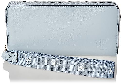 Calvin Klein Jeans Geldbörse 19 cm, Leder, Minimalistisch, Blau, Damen, Eleganter Stil, Geldbörse, Reißverschluss, Kartenfächer, 1760280031