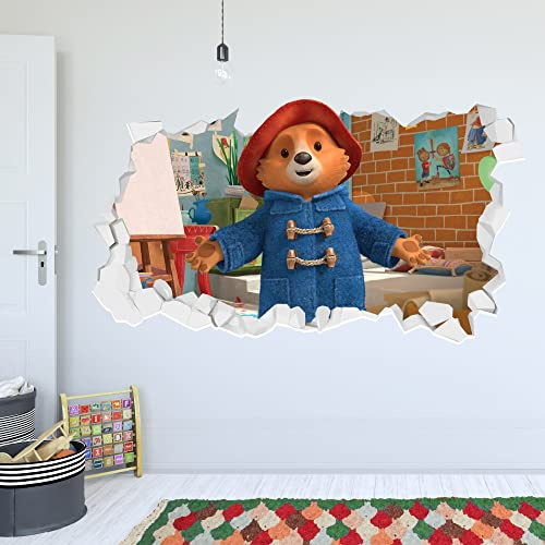Paddington TV Wall Sticker - in Studio with Arms Open Broken Wall Decal Kids Art (180cm Width x 100cm Height)