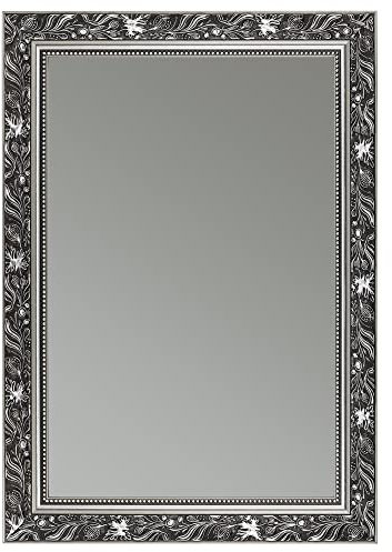 CLAMARO 'Ludwig' Antik Wandspiegel 30x60 cm mit Rahmen | Schwarz Grau Silber | Shabby Chic Vintage Barock Spiegel mit Holzrahmen | Barockspiegel inkl. Metall Aufhänger und Montagematerial