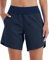 WILLIT Badeshorts Damen Badehose Schwimmen Boardshorts Schnelltrocknend Sommer Bikini Shorts High Waist Trunks UPF50+ UVA Schutz 7 mit Liner Taschen Navy Blau Größe 38