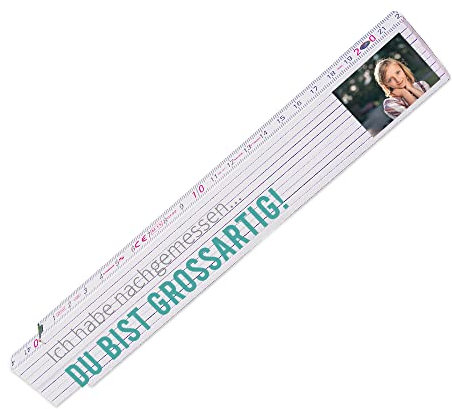 Zollstock mit Foto und Spruch – Ich habe nachgemessen – zum Vatertag - Glieder-Maßstab personalisiert