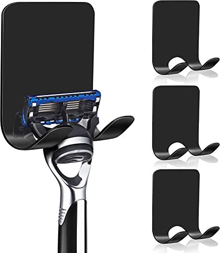 VIGIME Rasiermesser Halter für Duschwand, Heavy Duty Edelstahl Dusche Rasiermesser Halter für Badezimmer Küche, wasserdichter Adhesive Rasiermesser Halter (schwarz, 4-Pack)