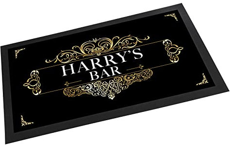 Tapis de bar personnalisé – Noir doré vintage Home Bar Runner Mat Cadeau
