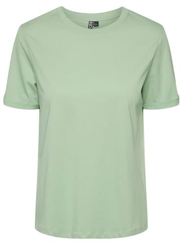 PIECES Pcria Ss Fold Up Solid Tee Noos Bc Femme T-shirt, Quiet Green, S
