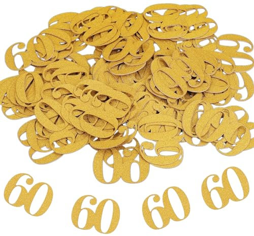 GoldRock Konfetti 60 Geburtstag Deko Groß 3,5x2,5cm,100 Stk Tischdeko Gold Deko 60. Geburtstag Mann Frau,Streudeko 60. Geburtstage Deko,60 Geburtstage Deko,Streudeko zum 60 Jubiläum,60er Dekoration
