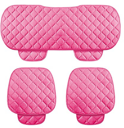 CGEAMDY Universal-Autositzbezug, Sitzkissen, aus Plüsch, rutschfest, für Stuhl, weich, atmungsaktiv, Sitzkissen für die meisten Autos, SUVs (Rosa1)