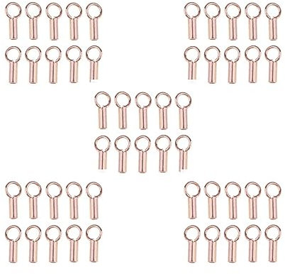 5 Set 10 Pieces 925 Sterling Tube Crimp Beads Stopper Jewelry Findings Rose Gold