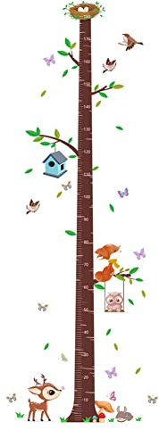 PULaif Personalisierte Messlatte, Wandaufkleber, Tiere, Baum, Kinderhöhe, Wachstumstabelle, Aufkleber for Kinderzimmer, Kindergarten, Kinderbildungseinrichtungen
