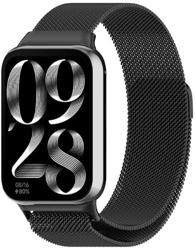 Niboow Armband für Xiaomi Smart Band 9 Pro/Xiaomi Smart Band 8 Pro, Edelstahl Ersatzband Magnetversch Metall Uhrenarmband Armbänder für Xiaomi Redmi Watch 5 / Xiaomi Redmi Watch 4 - Schwarz