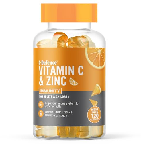 Vitamin C and Zinc Gummies by C Defence, Immunity, Vegan Gummies for Adults and Children- Orange Flavour