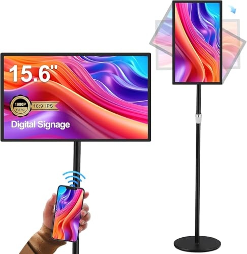 AYSTekMann 15.6'' Digital Signage Display Indoor Interactive LCD Touch Screen Commercial Advertising Kiosk Smart Video Media Player Ultra Thin 5G WiFi All in One 4GB+64GB Android 11 Capacitive