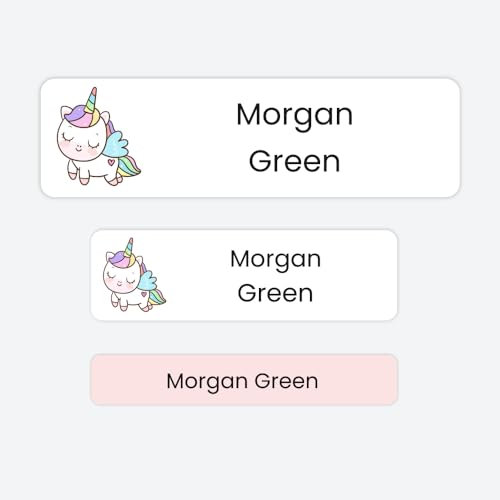73 x Mixed Size Personalised Stick On Waterproof Washable Name Labels Great for Clothes, Toiletries School Uniform, Water Bottles - Unicorn Love (SFP)