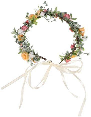 WOONEKY Elegantes Brautkranz-Stirnband farbenfroher Blumenkranz Haarschmuck Haarkranz für Hochzeit Party Tanz