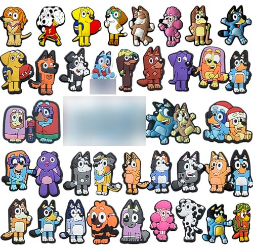 Tashce Schuh Charms, Blaue Hunde Schuh Charms für Clogs, Cartoon Schuhanhänger für Clogs, Armband-Charms für Kinder, Anime Dog Schuh-Dekoration, PVC Shoe Charms für Bands Bracelet, Mädchen und Jungen