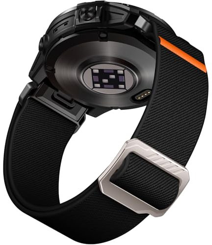 Laffav Kompatibel mit Garmin Fenix 6 Pro Armband/Fenix 6/Fenix 5/Fenix 7 Pro/Fenix 7 Armband, Nylon Elastisch QuickFit 22mm Ersatz Armband für Garmin Instinct/Epix Gen 2/Forerunner 965/955, Schwarz