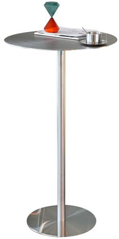 Hamankim Runder Stehtisch aus Edelstahl, Stehtisch mit stabilem Fuß für Cocktailbar, Pub, Kaffee, Tee, Esszimmer, Bistrotisch, platzsparend(50x50x105cm)