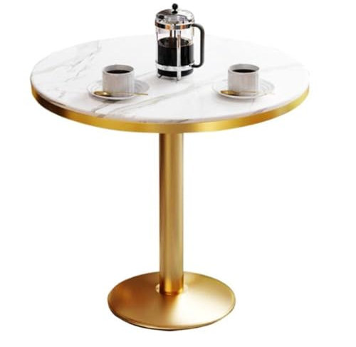 Kleiner Couchtisch Aus Granitplatte, Moderner Runder Tisch, Esstisch, Verhandlungstisch, Balkontisch, Kleiner Tisch, Metalltischgestell, 12 Mm Dick, Schreibtisch(Gold,80cm)