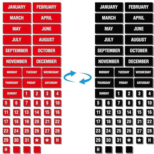 57PCS Numbers & Months Magnets, Double-Sided Magnetic Days of Week, Month Dry Erase Calendar Date Magnets for Whiteboard Refrigerator