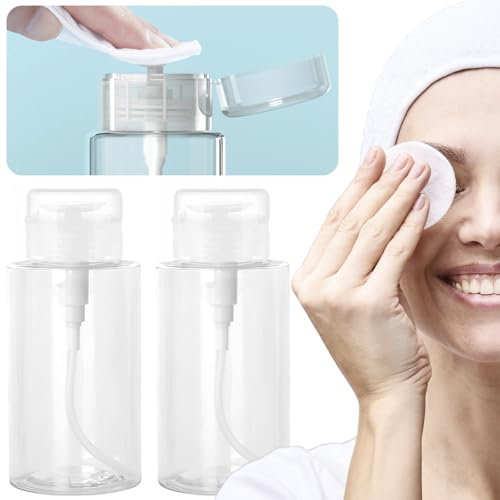 300 ML Pompe Dissolvant Bouteilles à Pompe,Flacon Pompe Vide,Pompe Distributeur Distributeur Pression 2 Pièces Flacon Pompe Vide Plastique Distributeur de Liquide,pour Démaquillant,Vernis à Ongles