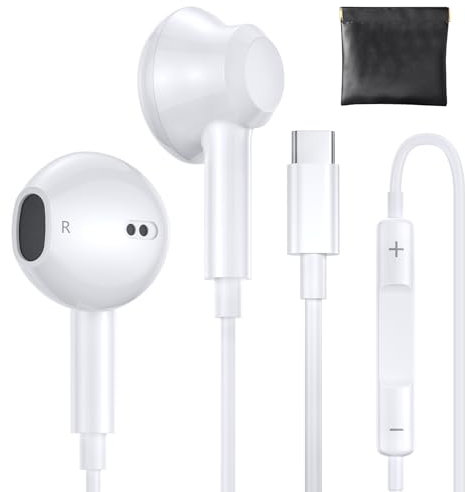 USB C Earphones for iPhone 16 Pro Max/16 Pro/16 Plus, 𝐀𝐩𝐩𝐥𝐞 Wired Headphones [MFi Certified] USBC Headphones for iphone 16 with Mic & Volume Control HiFi Stereo Earbuds for iPhone 15/iPad Pro