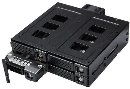 Kingwin Mobile Rack Hot Swap Gehäuse für 4 SATA/SAS-Festplatten - 12 Gbit/s, Metallgehäuse, Edelstahlablage, 2,5 Zoll HDD/SSD-Unterstützung, 4 cm Kühllüfter, werkzeuglose Installation