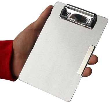 Magnetische Klemmbretter aus Edelstahl, Metallklemmbretter mit flachem 304-Clip, schwarze Tafeln für den Kühlschrank, Kochrezept-Schienen, Nachrichten-Tafeln (A6)