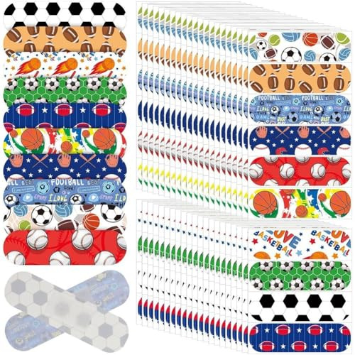 Dianzan Kids Plasters 50pcs/set Cute Band Aids Cartoon Football Prints Band Aid Kawaii Plaster Adhesive Finger Bandage Wrap for Girls Boys