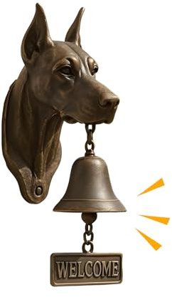 Outdoor-Uhr - Dekorative Gusseisen-Uhr, Garten-Eingang Ringer | Handgemachte Hundehauptfigur, Vintage Bauernhof Sound mit Ring für Kabine Werkstattland
