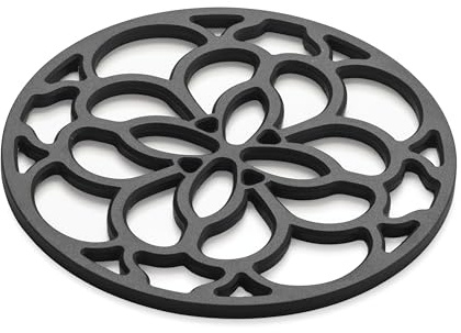Zeal Silicone Trivet Mat for Hot Pots and Pans – Heat-Resistant, Non-Slip Kitchen Worktop Protector, Round Heritage Design, 18cm (Black)