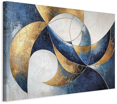 murando - Wandbilder XXL Leiwand Abstrakte Formen 90x60 cm 1 tlg - Wandbilder Wohnzimmer Wand Deko Bild auf Leinwand Schlafzimmer Kunstdrucke - Blautöne Geometrische Harmonie a-H-10174-b-a