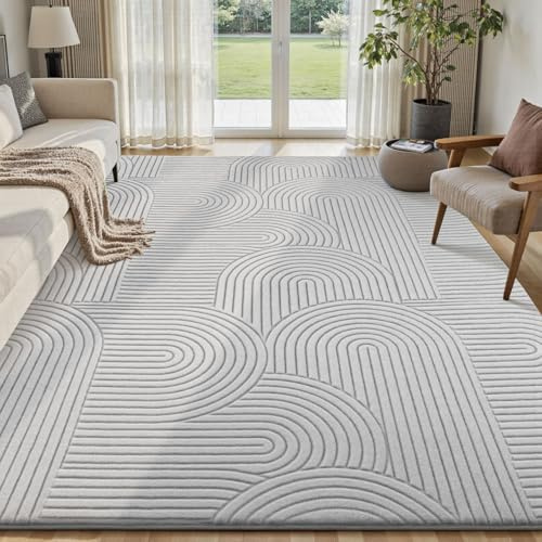 Sour Lemon Teppich Wohnzimmer 160x230 cm, Grau Kurzflor Teppiche Flauschig | 3D Geometrisch, Waschbare Teppiche Weich, Rutschfest, Modern, Extra Großer für Schlafzimmer Kinderzimmer Jugendzimmer