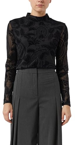 Comma Meshshirt mit floralem Samtdruck