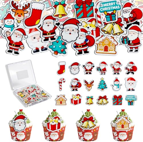 70 Stück Tortendeko Weihnachten Essbar, Zuckerfiguren Weihnachten