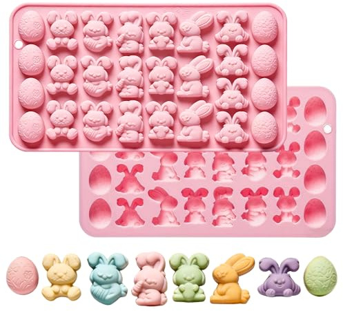 Easter Chocolate Silicone Mold, 27 Cavity Rabbit Egg Shapes | Featuring various styles of rabbit and easter egg designs, ideal for making chocolates, candies, jellies, mousses