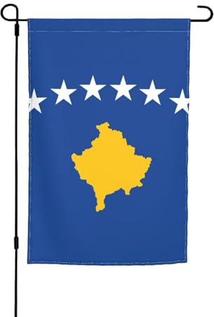 Bandera de Kosovo con impresión de doble cara para jardín, decoración interior y exterior, 12 x 18 pulgadas