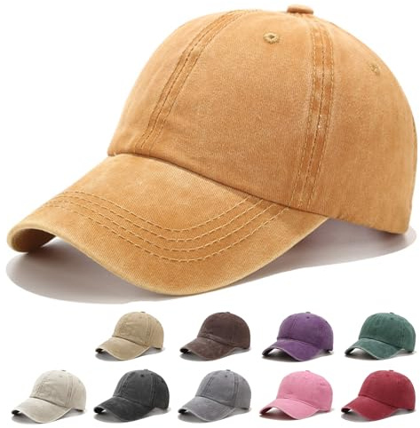 Fuantuda Unisex Baseballkappe, Retro Basecap Damen Herren, 100% Baumwolle, Verstellbar Schildmütze Vintage Basecap, Einfarbig, Geeignet für Outdoor, Sport, Reisen