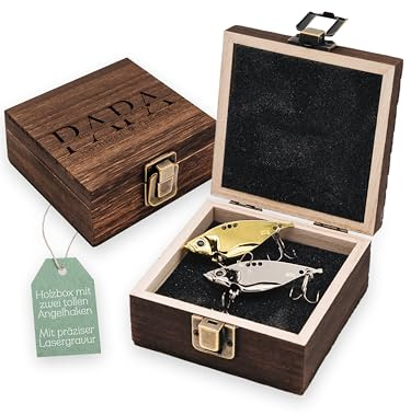 Abenteuernah Angel Box mit Haken personalisiert, Geschenk Vater Sohn, Angelhaken, Angeln, Geschenke für Angler, Angelköder, Köderbox als Geburtstagsgeschenk mit Namen (Du bist der Beste)