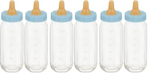 Fillable Blue Baby Bottles (12cm) 2 Pieces - Unique & Adorable Keepsakes, Perfect for Baby Showers, Gender Reveals, and Party Decorations (Pack of 3)