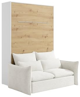 Vente-unique - Schrankbett 2 Rapili - Holzspan - naturfarben hell, weiß