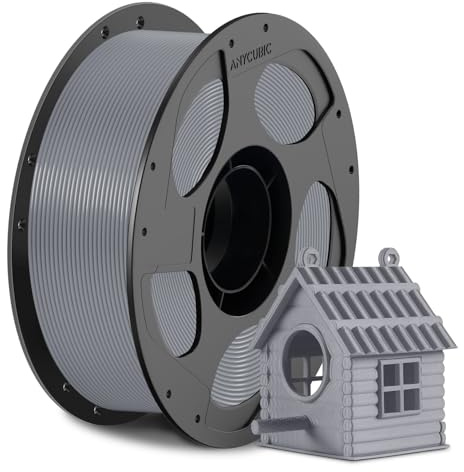 ANYCUBIC ASA Filament 1.75mm, Wetter- und Hitzebeständig, 1KG Grau | Hochtemperaturbeständig bis 106℃, 3D Drucker Filament geeignet für den Druck von Outdoor Funktionsteilen, Hohe Resilienz