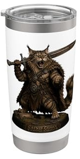 Maine Coon Cat Barbarian Juego de miniaturas de mesa Ravager Vaso térmico de acero inoxidable de doble pared