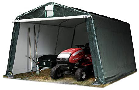 TOOLPORT Tendone Garage 3,3 x 4,8 m Verde Scuro, Costruzione Stabile in Acciaio con Telo PE Garage per Moto