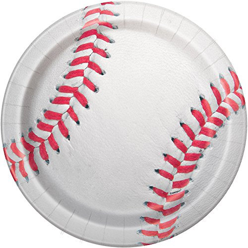 Unique Party Unique Industries 58125 Baseball Dinner Plates, 8ct, Multicolor