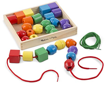 Melissa & Doug första trådpärlor | utvecklingsfrämjande leksak | motoriska färdigheter | 3+ | Present till pojkar eller flickor