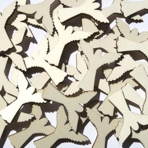 Holz Engel - 1-10cm Streudeko Basteln Deko Tischdeko, Größe:Engel 3cm, Pack mit:100 Stück