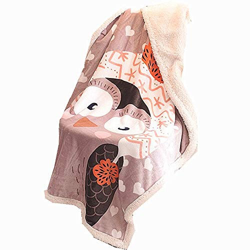 Doppelte Verdickung Babydecke/Kinderdecke, Sehr Weiche Decke für Babys Flanell Kuschlige Decke, Weiche für Babybett/Kinderwagen, Neugeborenes Geschenk, 100 x140 cm (Eule)